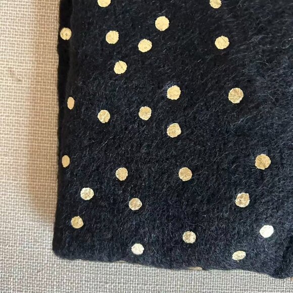 NWT Sezane Lizy Cardigan Small Black Gold Polka Dot French Wool Causal - Picture 5 of 6